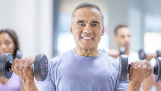 Senior male at group fitness class | Sunscape Boca Raton