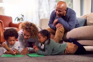 Grandparent bonding with his grandchildren