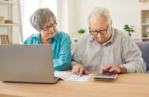 Senior couple navigating their finances