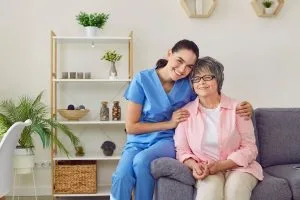 Caregiver with an elderly woman